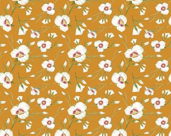 The Beehive State Lilies, by Shealeen Louise for Riley Blake Designs - Utah Sego Lilies  -  1/2 Yd cuts, 100% cotton, C12531 Butterscotch