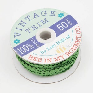 Small Riley Green Ric Rak 1/4&quot; wide polyester rick rack trim, ricrak embellishment, ric rac notions made by Riley Blake Designs