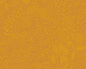 Penny Sun Print 2020 Stitched Pattern, Alison Glass, 1/2 yd, a great blender fabric - Sunprint by Andover Fabrics, an orange fabric A-8450-O