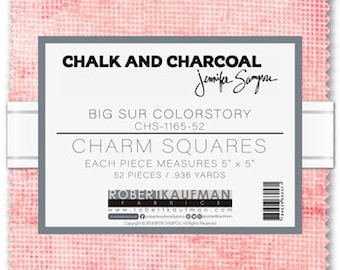 Chalk and Charcoal by Jennifer Sampou - Big Sur Colorstory Charm Squares by Robert Kaufman, 51-5"squares CHS-1165-52 52 pcs / 0.936 yards