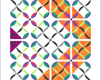 Juxtaposition Quilt Pattern, a Modern Pattern, An Orange Peel Quilt Pattern