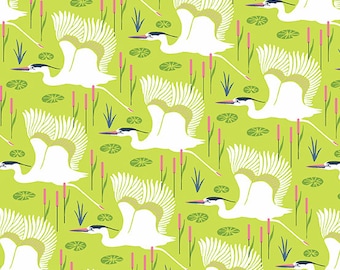 Lichen Yellow Green Pattern: Wetlands by Flora and Fauna Collection by Patty Sloniger for Andover Fabrics, A-9996-V, sold by the half yard