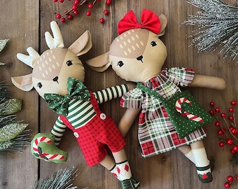 Reindeer Stuffies Holiday Cheer Panel Natural 20979 11 Designed by Stacy Iest Hsu for Moda Fabrics -sold by the panel, 36" x 44"