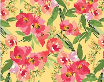 Glohaven Main Yellow by Lila Tueller for Riley Blake Designs, 1/2 yd, floral fabric - C9830-YELLOW