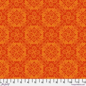 Lattice - Orange, Gloriosa Garden by Jane Sassaman from Freespirit, PWJS155.ORANGE, sold by the half yard