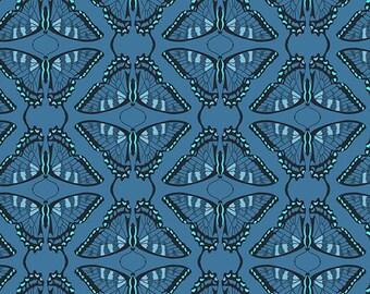 Tonal Navy Pattern: Swallowtail by Flora and Fauna Collection by Patty Sloniger for Andover Fabrics, A-9997-B, sold by the half yard