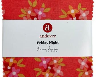 Friday Night 5" Charm Squares by Karen Lewis For Andover Fabrics, 42 pieces 5" by 5"