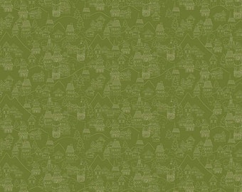 Fable Village Olive by Jill Finley for Riley Blake Designs  1/2 Yd cuts, 100% cotton, C12713-OLIVE