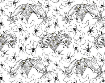 Cobweb Lace - White, Costumes & Cobwebs by Club Hauer, PWRH119.WHITE, Sold by Half Yd,. Halloween, cobwebs, spiders
