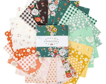 Sunsetridge 5" Stacker, Minki Kim Fabric, Charm Pack, Floral, 5-15730-42 for Riley Blake - 42 prints in stacker