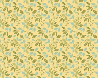 Adel in Spring Leaves Buttercream quilters cotton by the half yard - Sandy Gervais for Riley Blake Fabrics, C11421-BUTTERCREAM