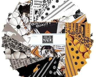 OLD MADE Stacker 5"x5" 42 Fabric Squares Charm Pack, Riley Blake Designs, Woman Stories Old Maid Steam Punk Gothic