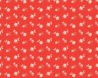 Feed My Soul Tossed Floral Red quilters cotton by the half yard, Designer: Sandy Gervais, Riley Blake Fabrics C14553-RED