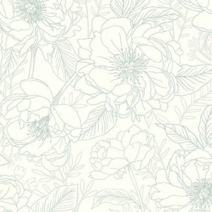 Silvery Sketchy Blooms from Moonlit Garden by Patty Sloniger for Andover Fabrics, A-514-LC, sold by the half yard