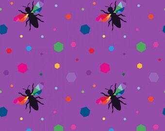 Create Hexie Bees Purple by Kristy Lea of Quiet Play, Riley Blake Designs  1/2 Yd cuts, 100% cotton  C9805-Purple