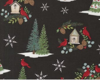 Winter Friends Charcoal Black 56130 18 by Deb Strain for Moda Fabrics -sold by the half yard
