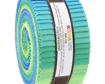 Mermaid Shores Palette Jelly Roll by Kona Cotton for Robert Kaufman - 40 piece roll up - 2.8 yards - RU-776-40  - 2-1/2" Strips
