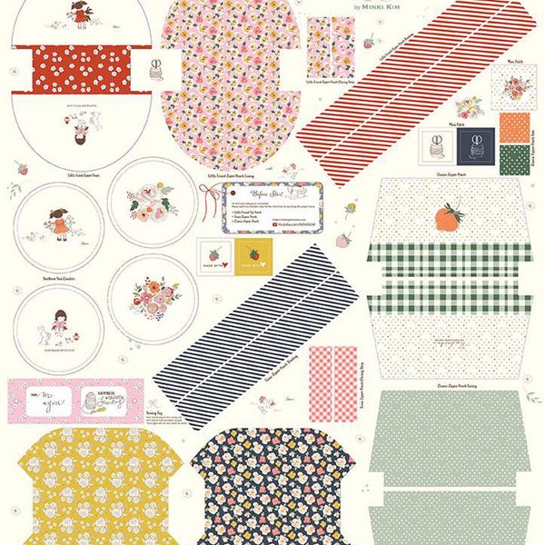 Preorder BloomBerry Zipper Pouch Fabric Panel 36" x 43 1/2" from the BloomBerry Collection by Minki Kim for Riley Blake Designs P14608-PANEL