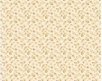 Daisy Mae Mini Mae Yellow DM20111 by Poppie Cotton - by the half-yard, Fabric Designers Lori Wood and Jina Barney, 100% Quilters Cotton