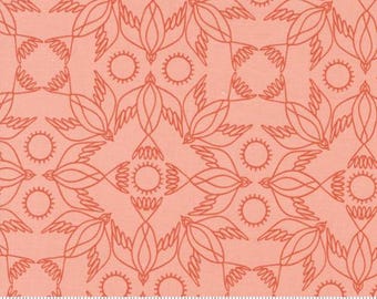 Birdsong Peach 48355 12 Moda by Gingiber for Moda Fabrics -sold by half yard, Kaleidoscope Bird peach
