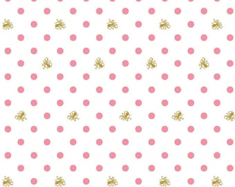 Ahoy! Mermaids Octo Dots White by Melissa Mortenson, Riley Blake Designs - SC10343-white  1/2 Yd cuts, 100% cotton