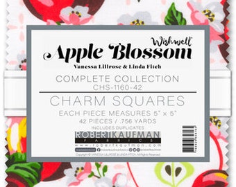 Apple Blossom by Vanessa Lillrose & Linda Fitch Wishwell Charm Squares by Robert Kaufman, 42 - 5" fabric squares CHS-1167-42