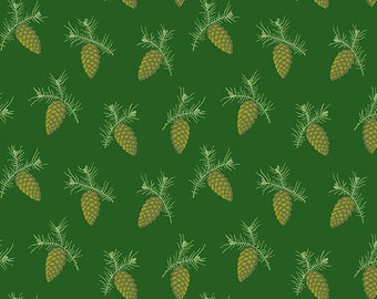 Noel by Edyta Sitar for Laundry Basket, Color - Spruce, Pattern - Sweet Pine, 1/2 yd, 100% Cotton by Andover Fabrics, A-9917-G