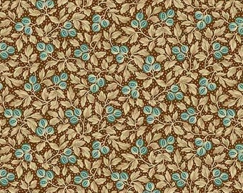Primrose- Edyta Sitar - Laundry Basket, Color- Coffee, Pattern- Botanical Beauty, 1/2 yd, 100% Cotton Andover Fabrics, A-524-NT