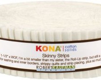 Kona Snow Skinny Strips by Robert Kaufman - 40 pieces, 1 1/2" jelly rolls