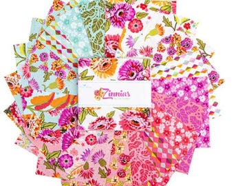 Zinnias 5" Stacker charm pack Bundles By Lila Tueller for Riley Blake Designs- 42 prints in stacker 5-16690-42