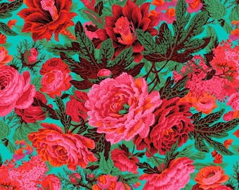 Kaffe Fassett Collective February 2023 Floral Burst Maroon Philip Jacobs Free Spirit Fabrics PWPJ029.MAROON, sold by the half yard