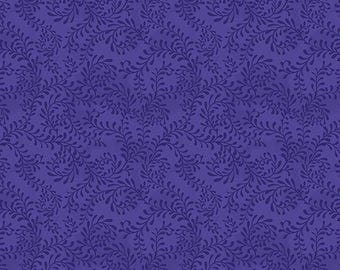 Swirling Leaves Indigo Purple, Accent Fabric, Wilmington Prints Essentials by Wilmington Fabrics -sold by the half yard 3017 27650 664