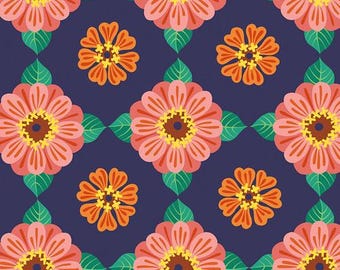 Zinnia - Multi - Flower Dance by Jane Sassaman for Free Spirit Fabrics,  100% Quilters Cotton PWJS174.multi large flower