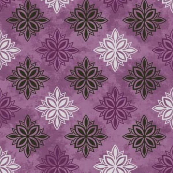 Amour Geometric Floral by Monique Jacobs, Open Gate Quilts for Maywood Studio 100% Premium Cotton Fabric, sold by half yard 9724-vr