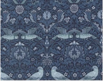 Morris Muse Damask Birds Twilight 13381 15, by Barbara Brackman for Moda Fabrics -sold by the half yard
