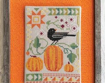 Seasonal Courier: Blackbird's Autumn cross stitch patterns by Robin Pickens -  CDAB428, Project size 5"x7", pattern only