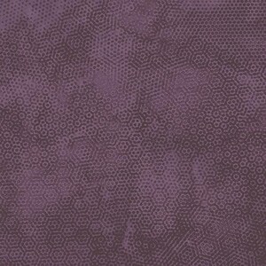 May include: A close-up of a textured surface with a repeating pattern of hexagonal shapes. The color palette is a blend of deep purple and muted brown, creating a subtle, abstract design. The pattern is consistent across the surface.