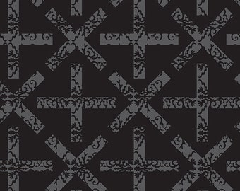 ART THEORY - X & + - Night - Dark Gray - Andover Fabrics by Alison Glass Fabric 1/2 yd - 100% cotton quilting fabric yardage A-9704-C