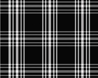Fleur Noire Plaid Black quilters cotton by the half yard, Designer: My Mind's Eye, Riley Blake Fabrics C12521-BLACK