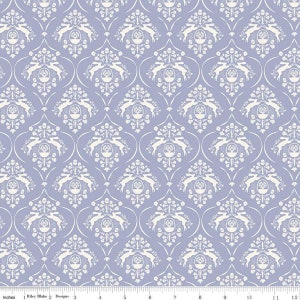 My Mind's Eye for Riley Blake Designs の Springtime Damask Lilac、1/2 ヤード、花柄生地 - C12811-LILAC