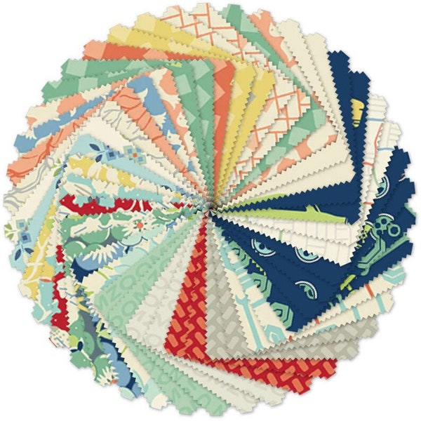 Sweet Ride 5" Single Scoops by Edyta Sitar for Laundry Basket, 42 piece 5" Charm Pack - Andover Fabrics. 100% Cotton  1S-sweetride-X