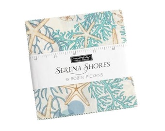 Serena Shores Charm Pack 48770PP Moda Precuts, 42 5-inch Squares Charm Pack, Robin Pickens