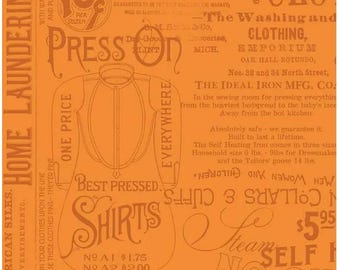 Pressing Matters in Orange, Press On by J. Wecker Frisch for Riley Blake Designs, C15259-Orange, 1/2 Yard Increments Cut Continuously