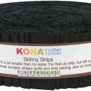 Kona black Skinny Strips by Robert Kaufman - 40 pieces, 1 1/2&quot; jelly rolls