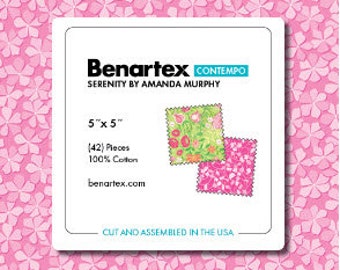Serenity 5" x 5" Squares by Amanda Murphy for Contempo and Benartex  - 42 prints in stacker, include some duplicates SERE5PK