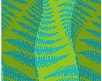 Fern - Turquoise - A New Leaf by Jane Sassaman for Free Spirit Fabrics, Cotton quilting fabric, 100% Quilters Cotton PWJS140.TURQ