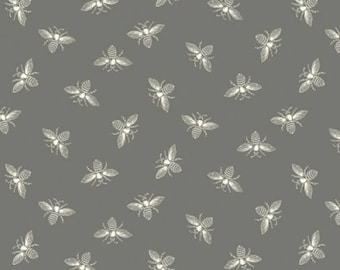 Pewter Gray  Bees from the French Bee Collection by Renee Nanneman of Neel'L Love for Andover Fabrics - A-9084-C1 - sold by the half yard