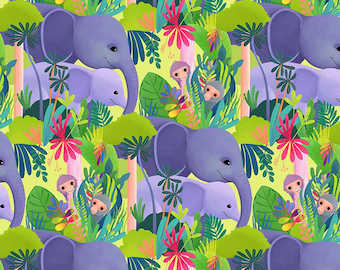 Love in the Jungle - Green, Love in the Wild, Daughter Earth/Katy Tanis for Free Spirit, PWKT044.XGREEN, sold by the half yard