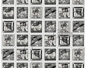 Sew Journal Fashion Postage Stamps Black by J Wecker Frisch by Riley Blake Designs - C13895 Black, Riley Blake Fabrics, Sold by half yard