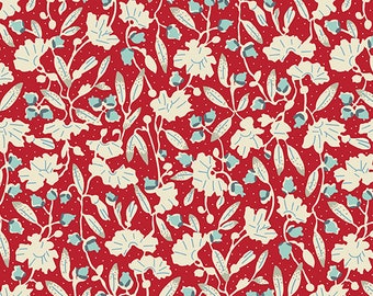 Sweet Ride by Edyta Sitar for Laundry Basket, Color Crimson Pattern: Jasmine, 1/2 yd, 100% Cotton by Andover Fabrics, A-447-R